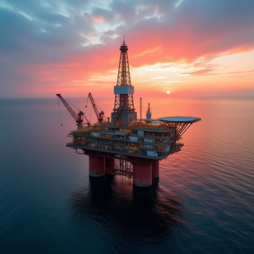 Plataforma petrolera de YPF en el mar