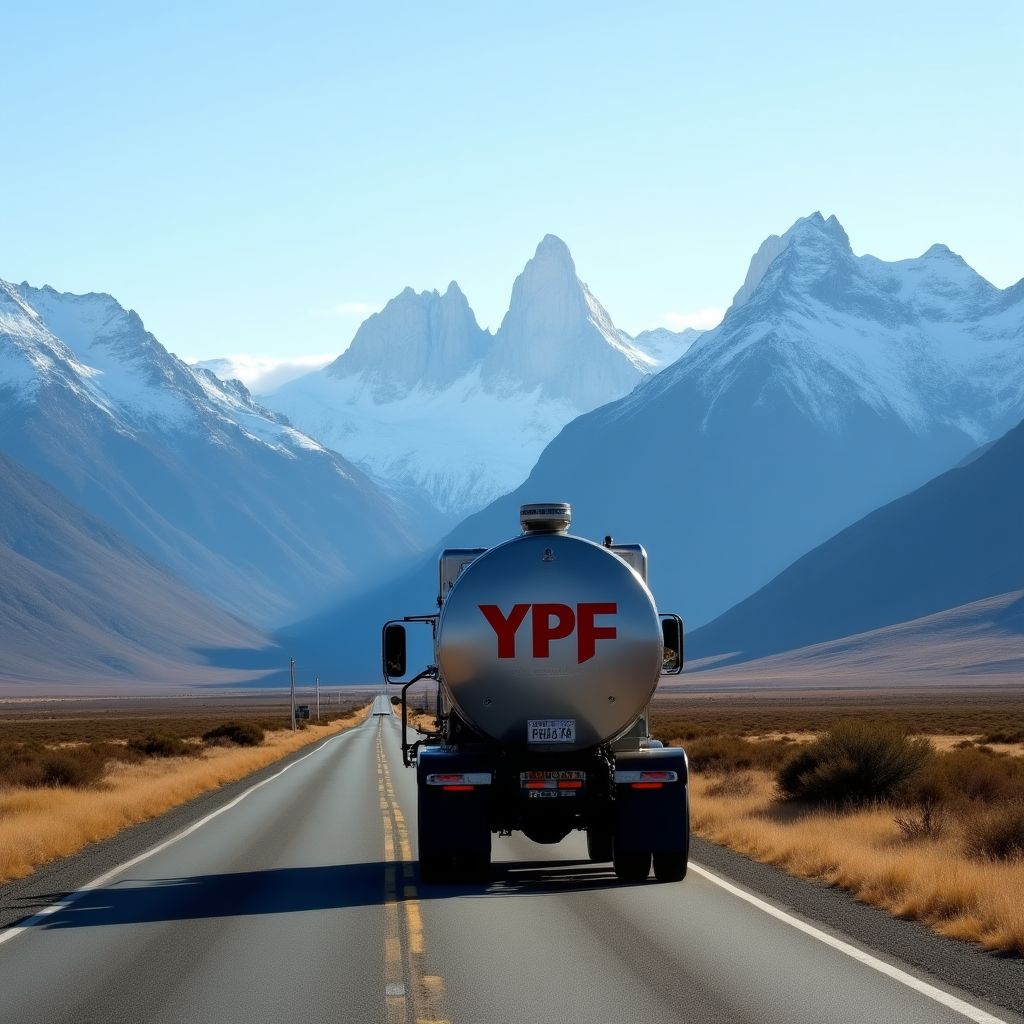 Camión cisterna de YPF en la Ruta 40