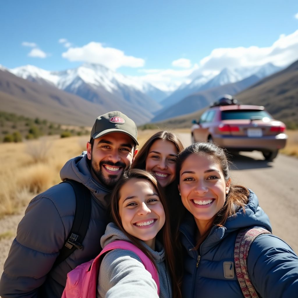 Familia viajando en auto